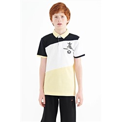 TOMMYLIFE Желтая футболка с вышивкой и стандартным узором для мальчиков с воротником-поло - 11088