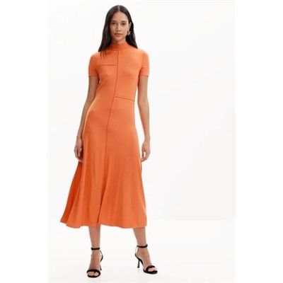 High-neck midi dress