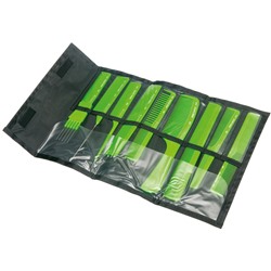 Набор расчесок DEWAL в черном чехле, салатовый, 9 шт DEWAL MR-CO-9-Light Green