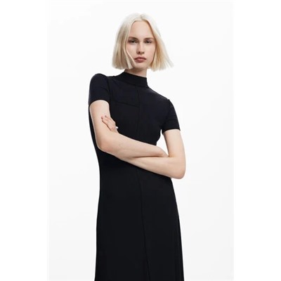 High-neck midi dress