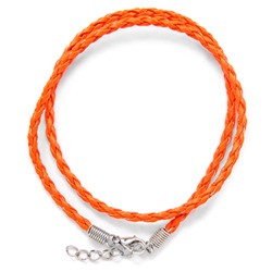 SH003O Кожаный плетёный шнурок с застёжкой, цвет оранжевый