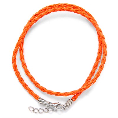 SH003O Кожаный плетёный шнурок с застёжкой, цвет оранжевый