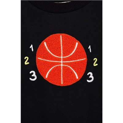 Толстовка для мальчиков Zepkids Basket Ball с вышивкой черного цвета
