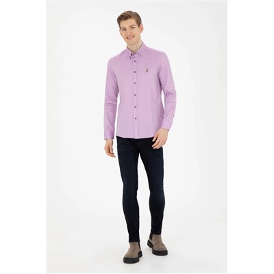 Мужская фиолетовая базовая рубашка с длинным рукавом Неожиданная скидка в корзине