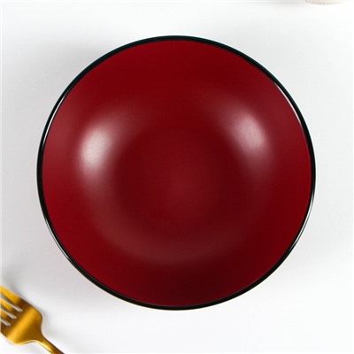 Миска керамическая Доляна «Ваниль», 700 мл, d=18 см, цвет бордовый