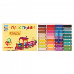 Пластилин 36 цветов, 720 гр, стек, картонная коробка Аттракционы Парк развлечений ПЛ-К36-720