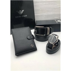 Подарочный набор для мужчины ремень, кошелёк, часы и коробка 2020565