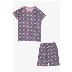 Пижамный комплект с шортами для девочек Breeze, разноцветные с клетчатым узором (для детей 10–14 лет)