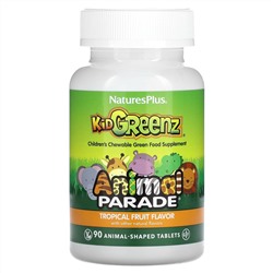 NaturesPlus, Source of Life, Animal Parade, Kid Greenz, вкус натуральных тропических фруктов, 90 животных