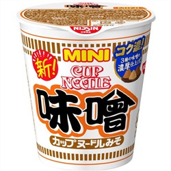 NISSIN Лапша быстрого приготовления CUP NOODLE Miso MINI пшеничная жаренная с 3 видами мисо и овощами, 41 гр., термостакан