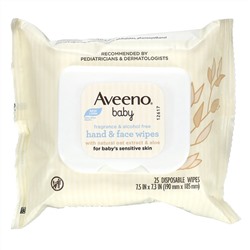 Aveeno, Салфетки для рук и лица для малышей, 25 одноразовых салфеток