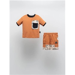 Футболка и шорты с короткими рукавами и круглым вырезом Moi Noi для мальчиков с принтом