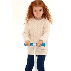 Кремовый меланжевый свитер для девочек с круглым вырезом Неожиданная скидка в корзине