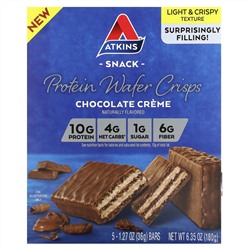 Atkins, Snack, Protein Wafer Crisps, Chocolate Creme, 5 Bars, 1.27 oz (36 g) Each