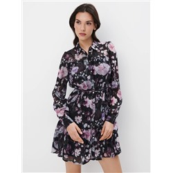 Платье-рубашка мини с цветочным принтом