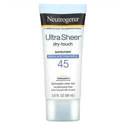 Neutrogena, Ultra Sheer, сухой на ощупь солнцезащитный крем, SPF 45, 88 мл (3 жидк. унции)