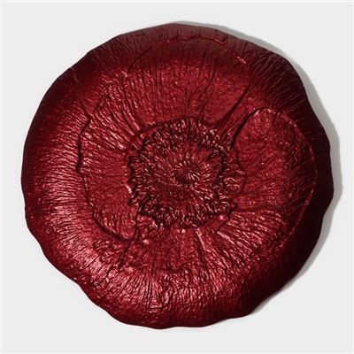 Блюдо стеклянное сервировочное «Флора», d=21 см, цвет красный