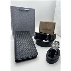 Подарочный набор для мужчины ремень, кошелёк, часы и коробка 2020552