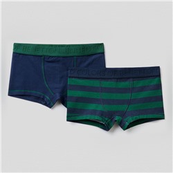 Boxershorts (x2) - Baumwolle - marineblau und dunkelgrün
