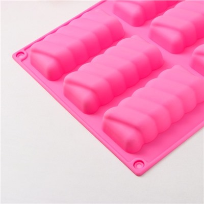 Форма силиконовая для выпечки Доляна «Сладости.Ночка», 9 ячеек, 29×17×2 см, ячейка 8,3×3,6 см, цвет розовый