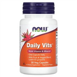 NOW Foods, Daily Vits, мультивитамины и микроэлементы, 30 вегетарианских капсул