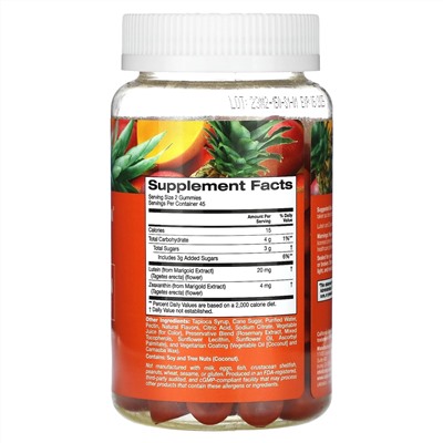 California Gold Nutrition, жевательные таблетки с лютеином и зеаксантином, вкус тропических фруктов, 90 вегетарианских жевательных таблеток