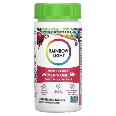Rainbow Light, Для женщин старше 50 лет, мультивитамины для ежедневного приема, высокая эффективность, 60 вегетарианских таблеток