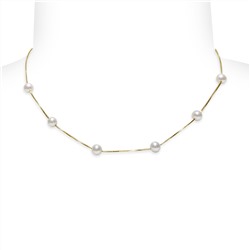 Collar - plata 925 chapada en oro amarillo - perla de agua dulce - Ø de la perla: 6.5 - 7 mm