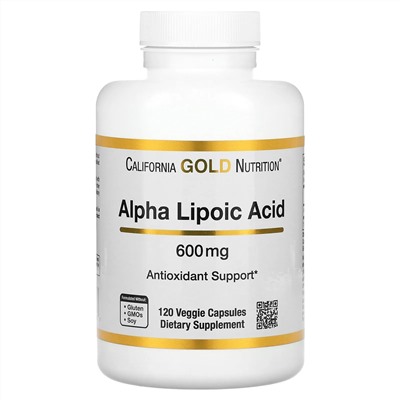 California Gold Nutrition, альфа-липоевая кислота, 600 мг, 120 растительных капсул