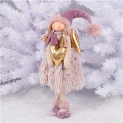 Украшение Кукла Девочка-ангел с сердцем 60 см, ткань, сиреневый/золото ЛЬДИНКА 231391