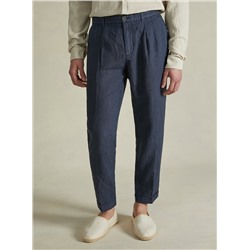 Pantaloni in puro lino con pinces