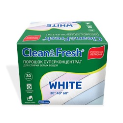 Порошок Суперконцентрат для Стирки белых вещей Clean&Fresh, 900 г.