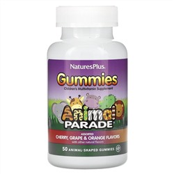 NaturesPlus, Animal Parade, детские мультивитаминные жевательные мармеладки, ассорти, 50 жевательных мармеладок