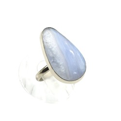 Кольцо агат голубой (сапфирин) 15*26мм, размер 18