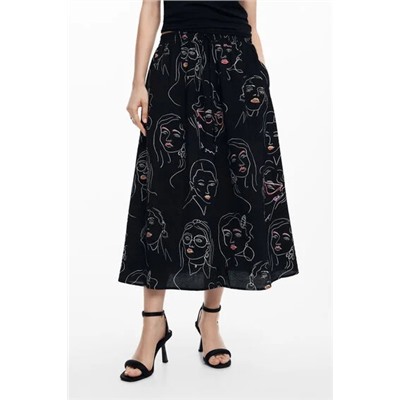 Long skirt with faces