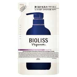 KOSE Шампунь для волос Bioliss Veganee разглаживающий, аромат розы и смородины, смен упак 340 мл