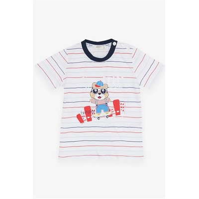 Комплект шорт Breeze Boy в полоску с крутым животным принтом белого цвета (1,5–5 лет)