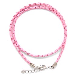 SH003P Кожаный плетёный шнурок с застёжкой, цвет розовый