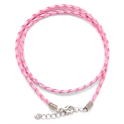 SH003P Кожаный плетёный шнурок с застёжкой, цвет розовый