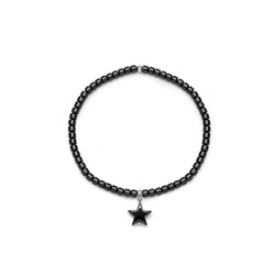 HEMATITE ELASTIC BRACELET STAR PENDANT