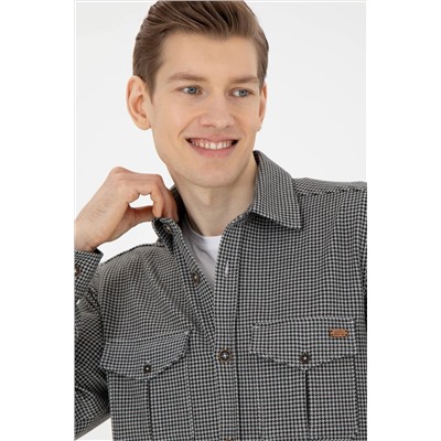 Мужская рубашка антрацитового цвета с длинным рукавом Неожиданная скидка в корзине