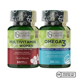 Nature's Supreme Multivitamin for Women + Omega 3 Seti