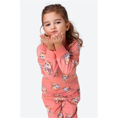 Хлопковая пижама для девочки из футера с начесом Happy Fox