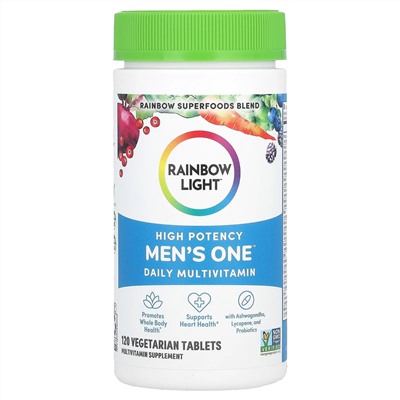 Rainbow Light, Men's One, ежедневная мультивитаминная добавка для мужчин, высокая эффективность, 120 вегетарианских таблеток