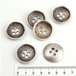 Пуговица 25 мм металлическая углублённый круг тёмное серебро 10 шт