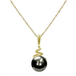 Collar con colgante - plata 925 chapada en oro - perla de agua dulce - Ø de la perla: 7 - 7.5 mm