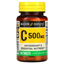 Mason Natural, витамин C, 500 мг, 100 таблеток