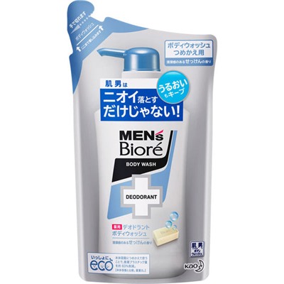 KAO Mens Biore Противовоспалительный мужской гель для душа аромат мыла 380 мл сменная упаковк
