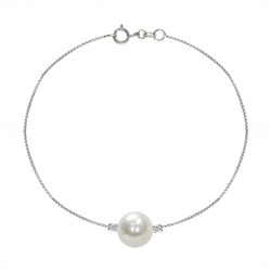 Pulsera - oro blanco 18 kt - perla de agua dulce - Ø de la perla: 7.5 - 8 mm