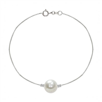 Pulsera - oro blanco 18 kt - perla de agua dulce - Ø de la perla: 7.5 - 8 mm